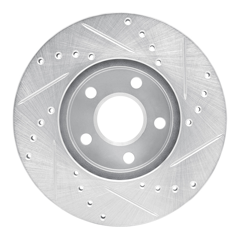 Buick Skylark Brake Rotor (1) - Front Left - R1 Concepts - Drilled & Slotted - Silver - `90-`05